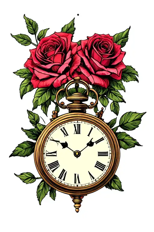 Clock And Roses
