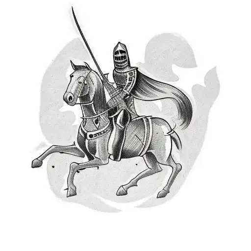 Medieval Undead Knight Riding Horse