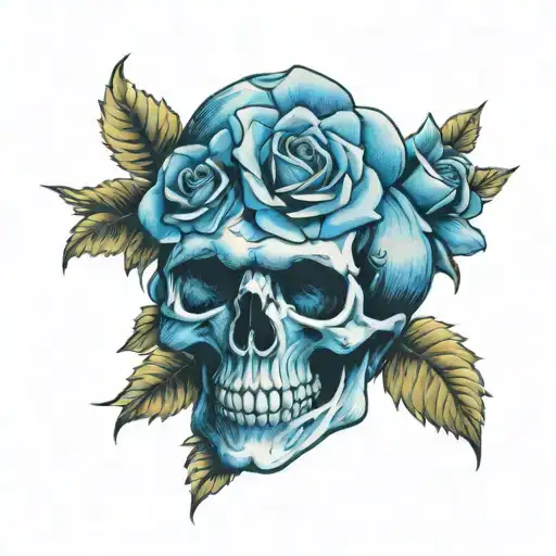Blue Rose Skull
