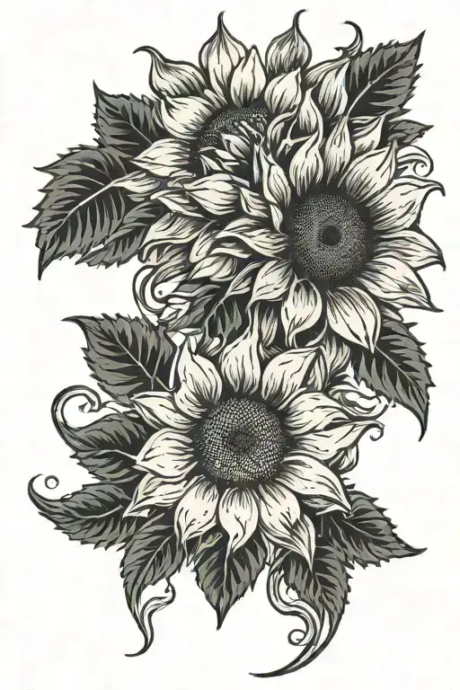 Vine Wrapping Up Arm From Finger Leading To Sunflower