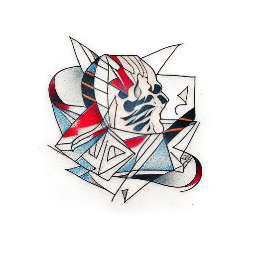 Black Abstract Lines With Red Streaks Full Sleeve