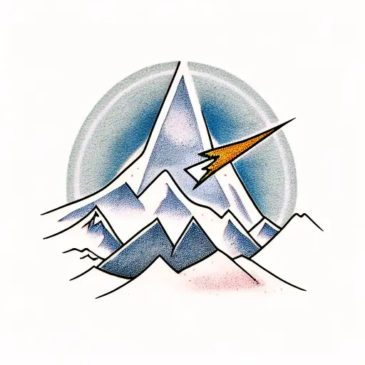 Mountain Range With Lightning