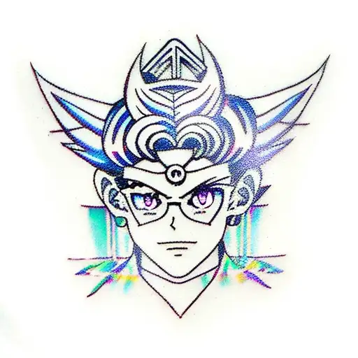 A Tattoo Of Sailor Moon And Jojo's Bizarre Adventure Characters In A Cyberpunk Setting