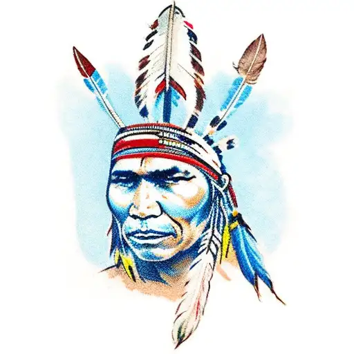 Native Indian With Blue Hair