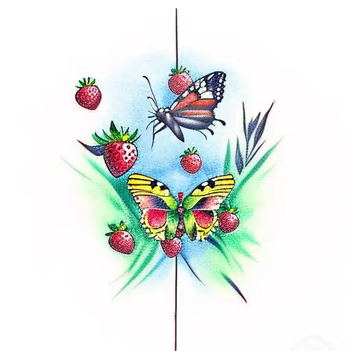 Butterfly With Strawberry Plant