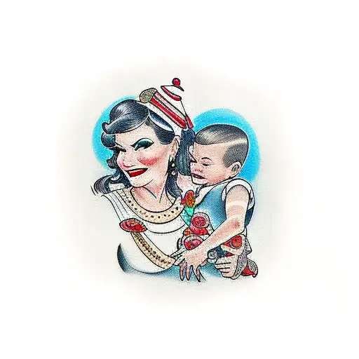 Mother With Nine Year Old Boy And Two Year Old Girl