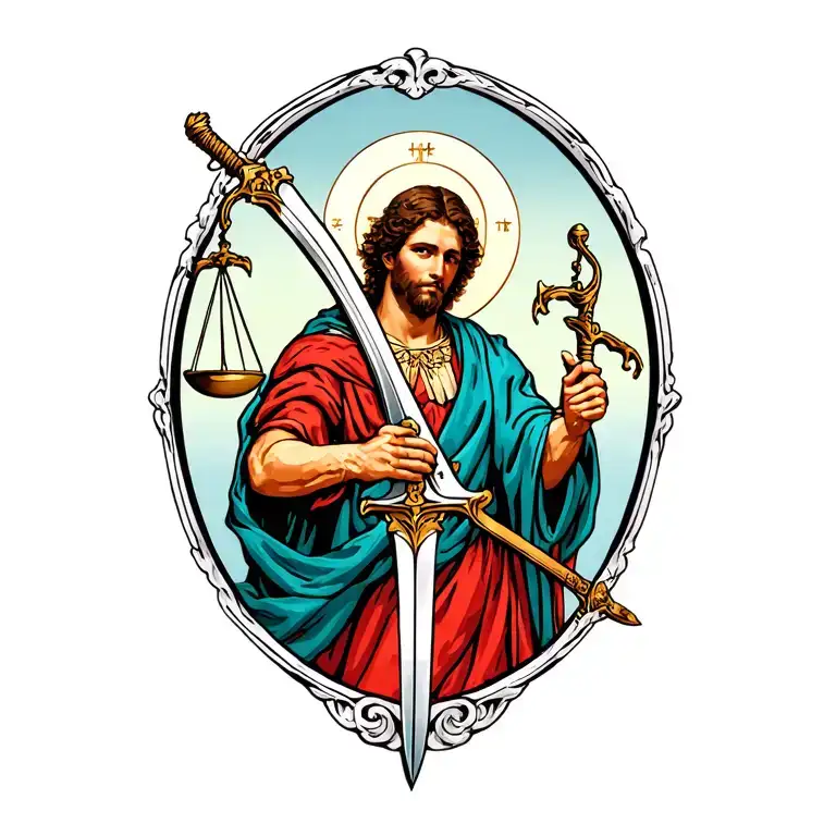 Saint Michel With A Sword And A Scale