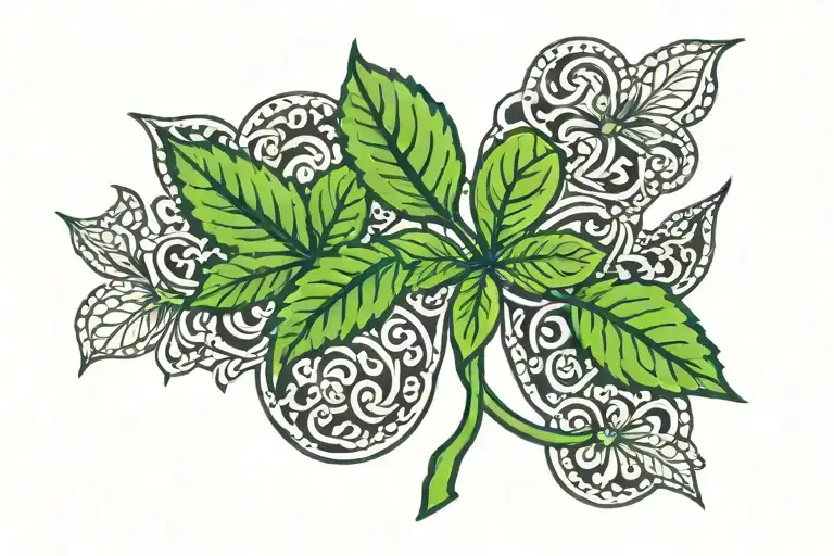 Marijuana 4 Leaf Clover Intertwined