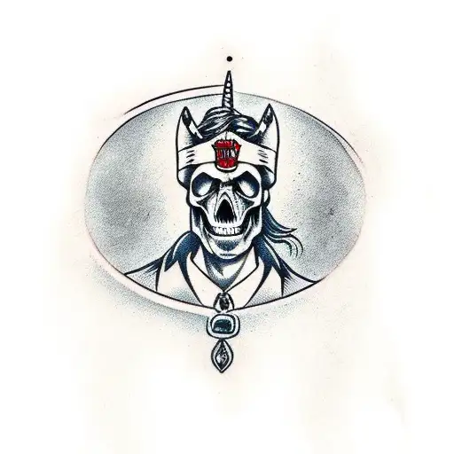 Man With Skull Riding A Horse