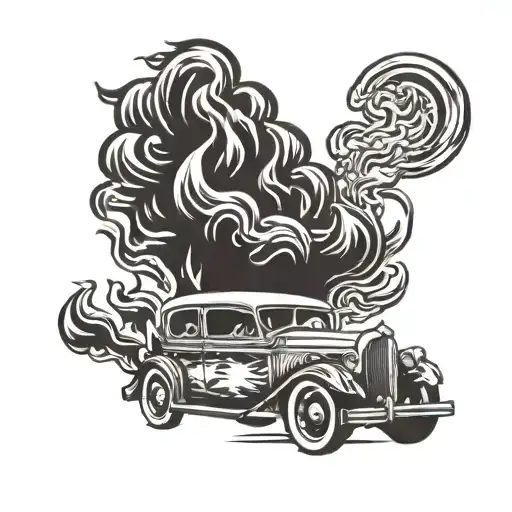 Old Car And Fire