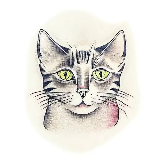 A Traditional Style Tattoo Of A Cat Holding A Paintbrush