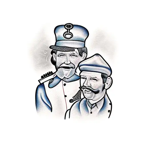 A Portrait Of The Client's Father And Grandfather