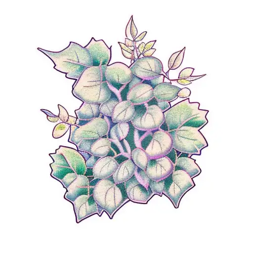 Ivy Or Vine With Lavender Plant Interspersed Between The Leaves