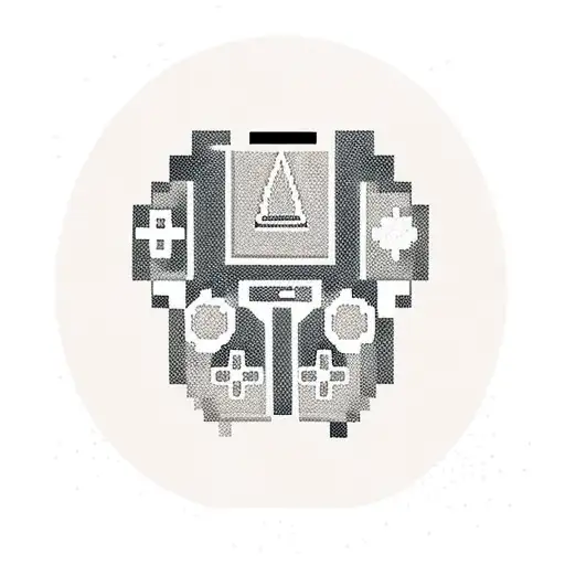 A New-school Tattoo Of A Pixelated Gaming Controller Merging With A Sensual Silhouette Of A Woman