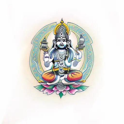 Laksmhi Hindu God In A Om Sign