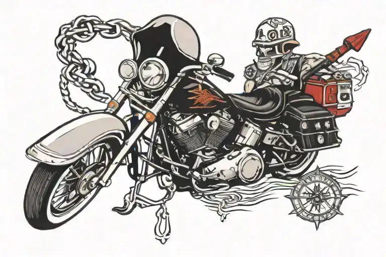 Harley Davidson With Anchor And Budweiser