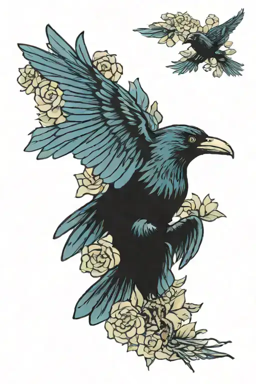 Crow From Under Flowers