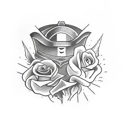 Knight Helmet With A Rose That Says Hicks