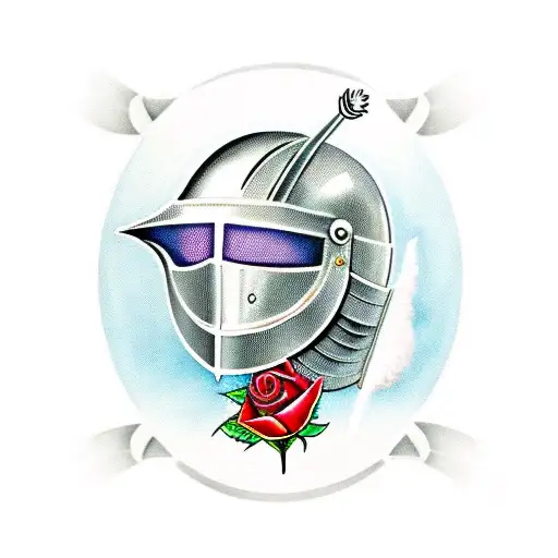 Knight Helmet With A Rose That Says Hicks