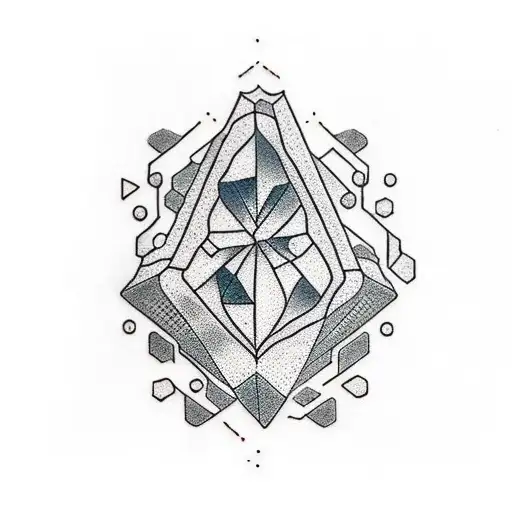 A Dotwork Tattoo Of A Mineral-inspired Bookshelf Filled With Dark And Mysterious Books