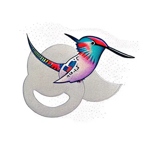 Text 'Nomad' With Letter O Having A Silhouette Of Humming Bird Inside