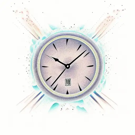 Clock Coming Out Of Water Surrounded By Mountains