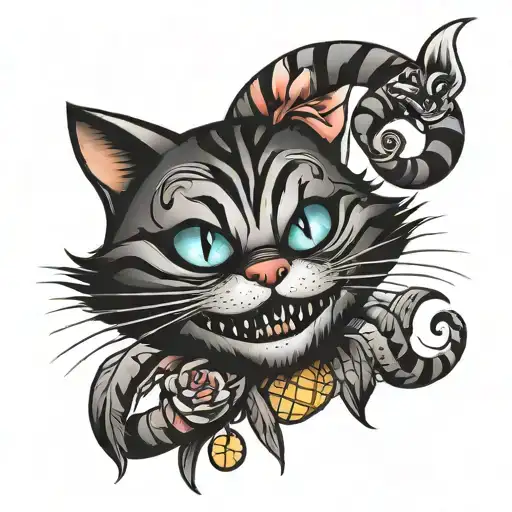 Cheshire Cat And Pineapple Surrounded