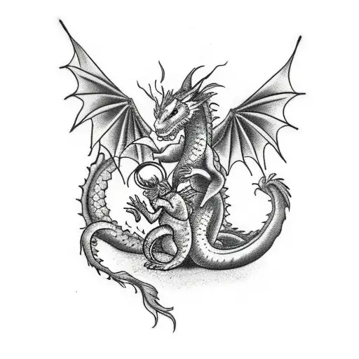 Dragon Holding Squirrel