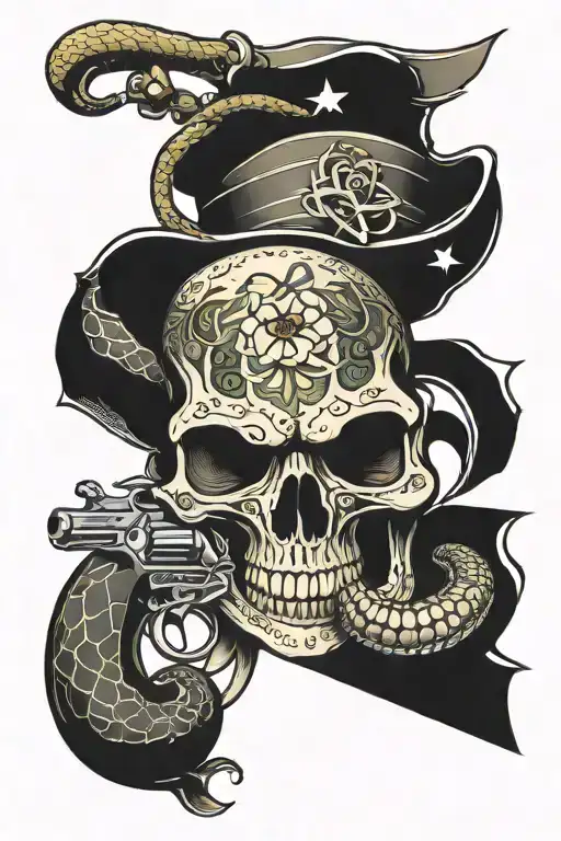 Snake Skull With A Gun Made With Text Dooner