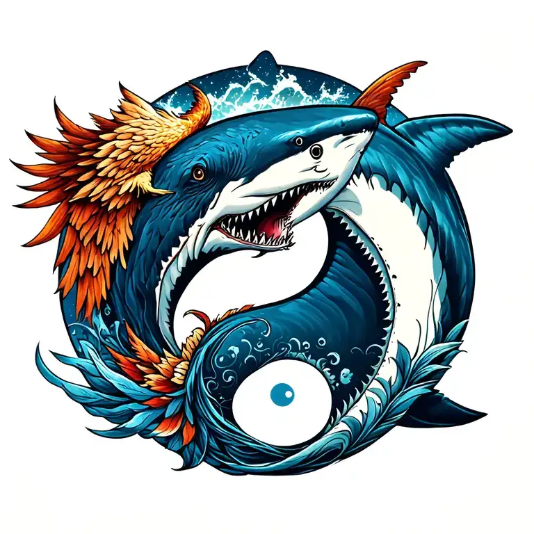 Ying Yang Great White Shark And Fenix Coming