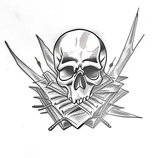 Skull Sitting On Top Of Two Books