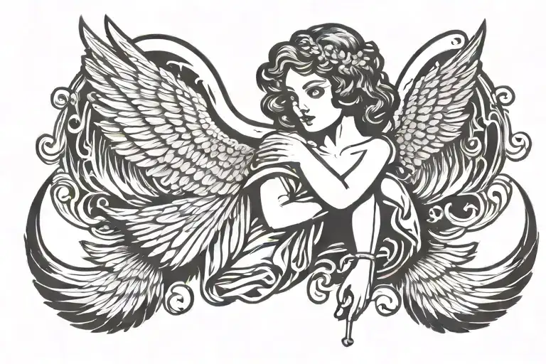 Angel With Wings Spread Dark Side