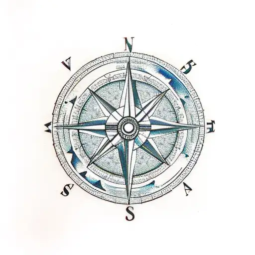 Compass Surrounded By Laurel Wreath