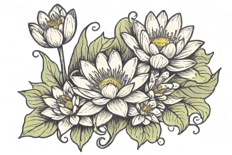 Water Lily And Violets