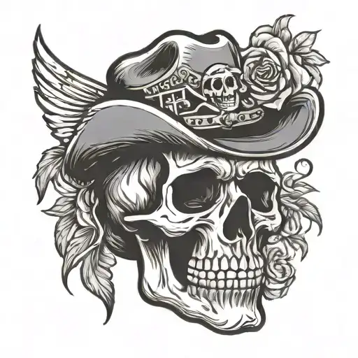 Old School And Western Skull