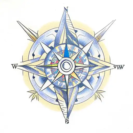 A Compass Surrounded By Blooming Flowers