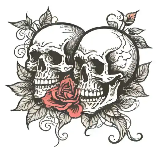 Skull With Roses Flowing From Mouth Open