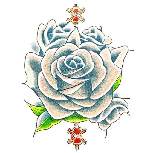 Flower Mixed With A Christian Cross