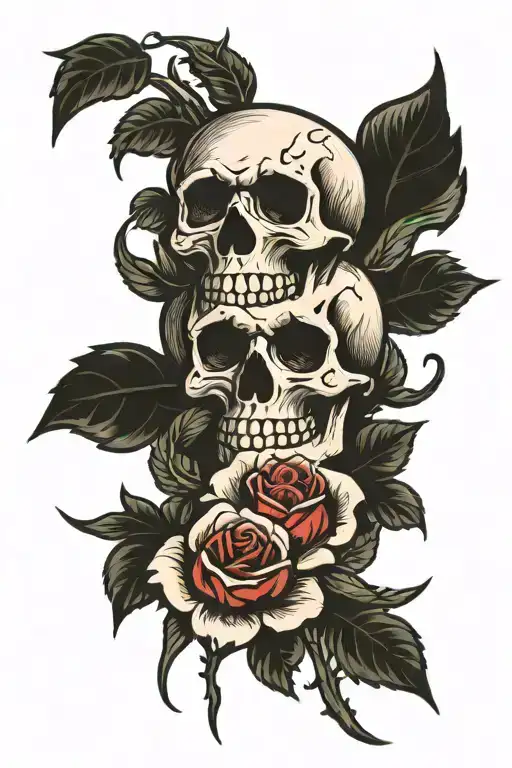 Roses Cross Skull