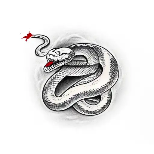 Snake Biting Human Hand Drawing Blood