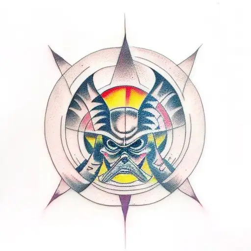 A Traditional Tattoo Showcasing The Balance Between Light And Dark Sides Of The Force