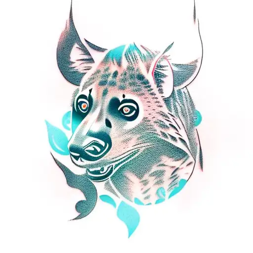 A Traditional Style Tattoo Of A Hyena Playing Football