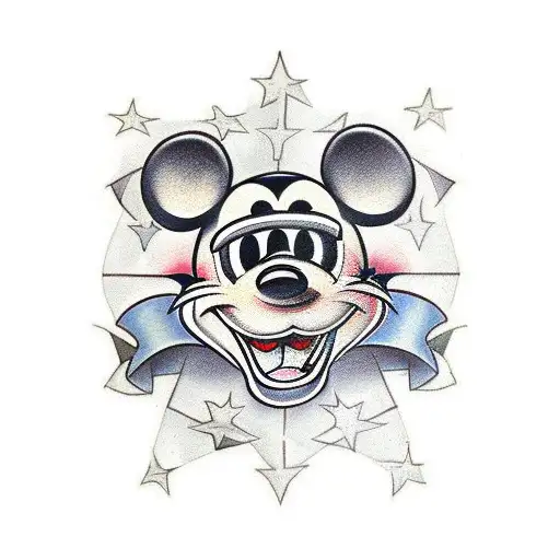 Design A Traditional Tattoo Of Mickey Playing Football