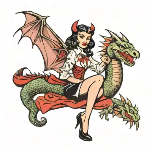 Pin Up Vampire With A Pet Dragon Wrapped