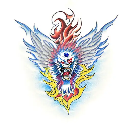 Amaterasu Depicted As A Majestic Phoenix Rising From Ashes