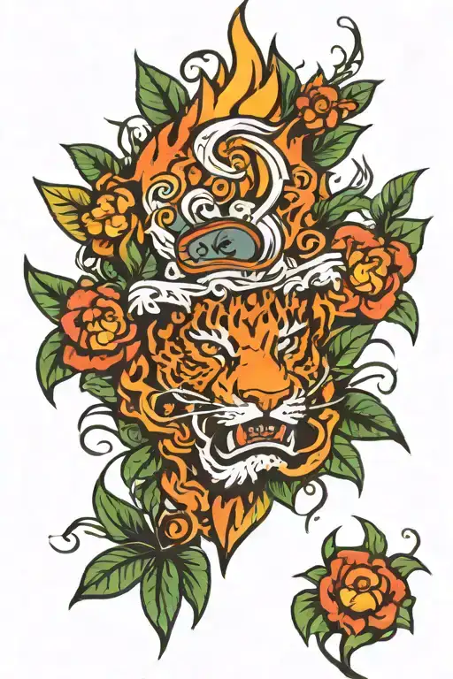 Jungle Background With Fire