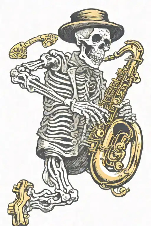Jazz Skeleton Playing Alto Saxophone