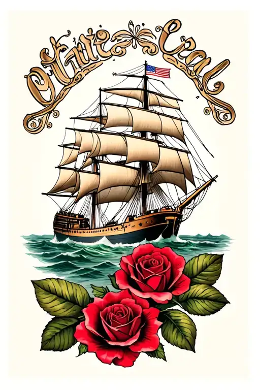 Roses And Clipper Ship