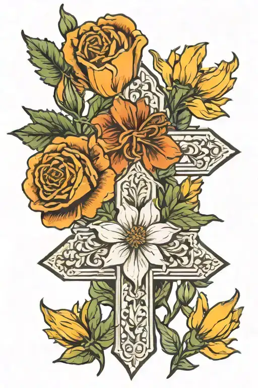 Cross Marigolds Rose Daffodil