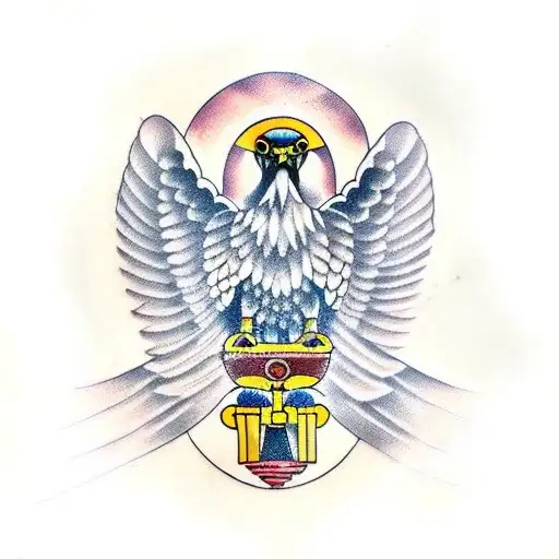 Hawk With Ancient Greek Building